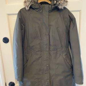 North Face women’s grey parka with hood
